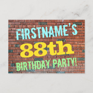 Brick Wall Graffiti Inspiriert 88. Geburtstag + Na Einladung