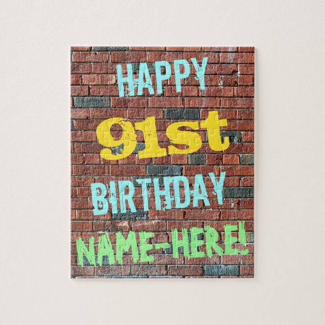 Brick Wall Graffiti Inspiriert 91. Geburtstag + Na Puzzle (Vertikal)