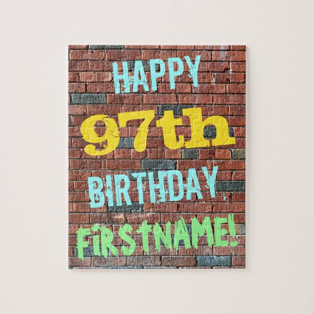 Brick Wall Graffiti Inspiriert 97. Geburtstag + Na Puzzle (Vertikal)