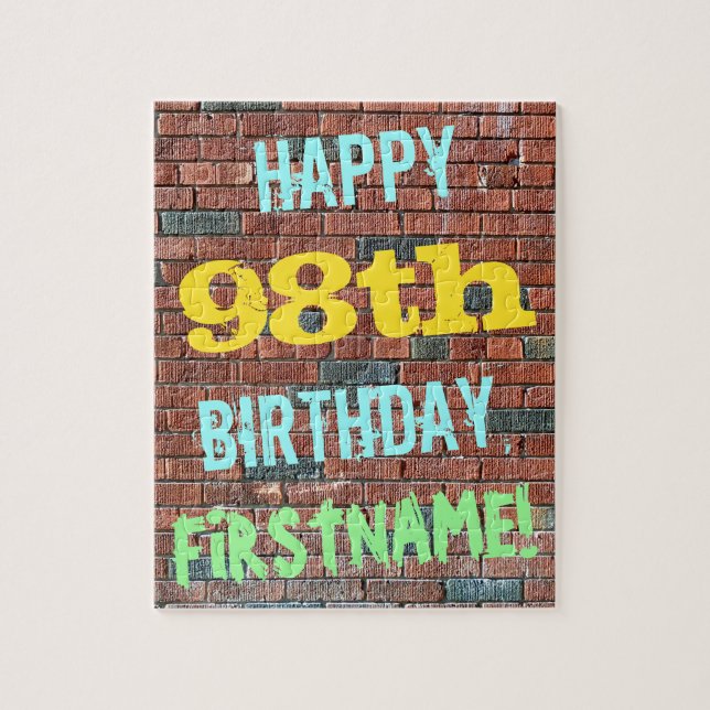 Brick Wall Graffiti Inspiriert 98. Geburtstag + Na Puzzle (Vertikal)