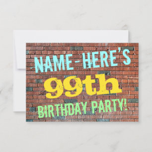Brick Wall Graffiti Inspiriert 99. Geburtstag + Na Einladung