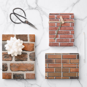 Brick Wall Pattern Red Geschenkpapier Set