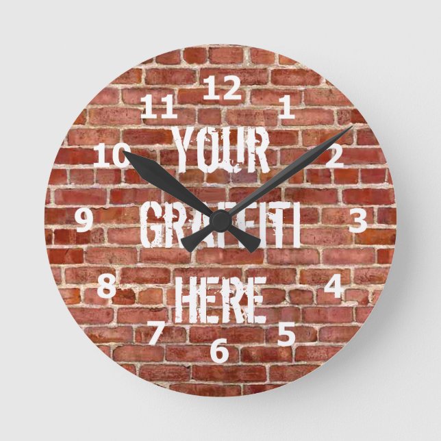 Brick Wall Personalized Graffiti Clock Runde Wanduhr (Vorderseite)