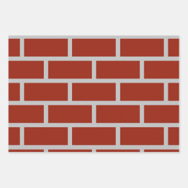 Brick Wrapping Paper (Brick Red & Gray) Geschenkpapier Set