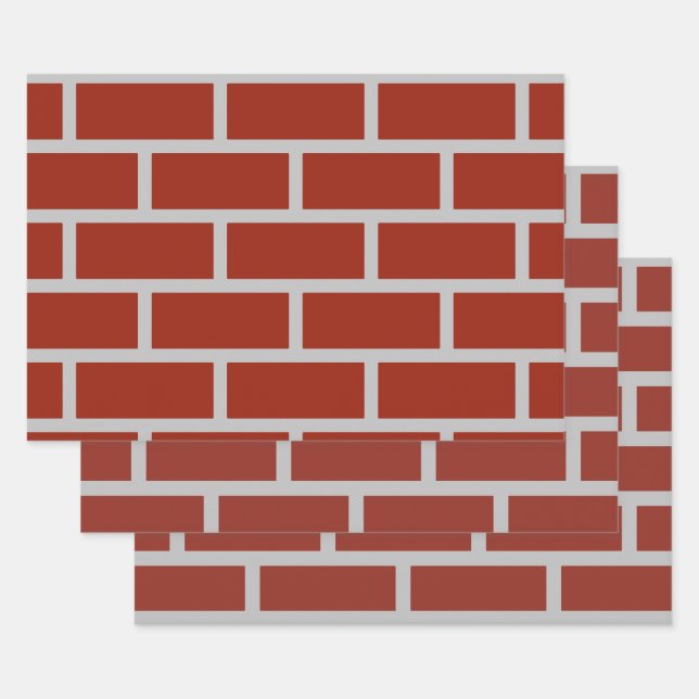 Brick Wrapping Paper (Brick Red & Gray) Geschenkpapier Set (Set)