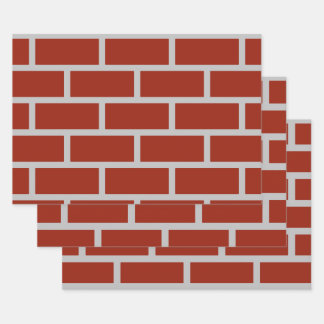Brick Wrapping Paper (Brick Red & Gray) Geschenkpapier Set