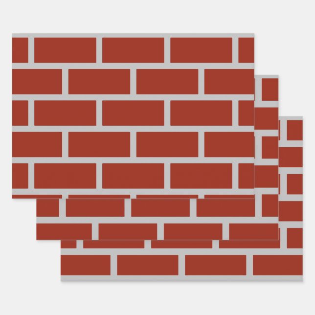 Brick Wrapping Paper (Brick Red & Gray) Geschenkpapier Set (Set)