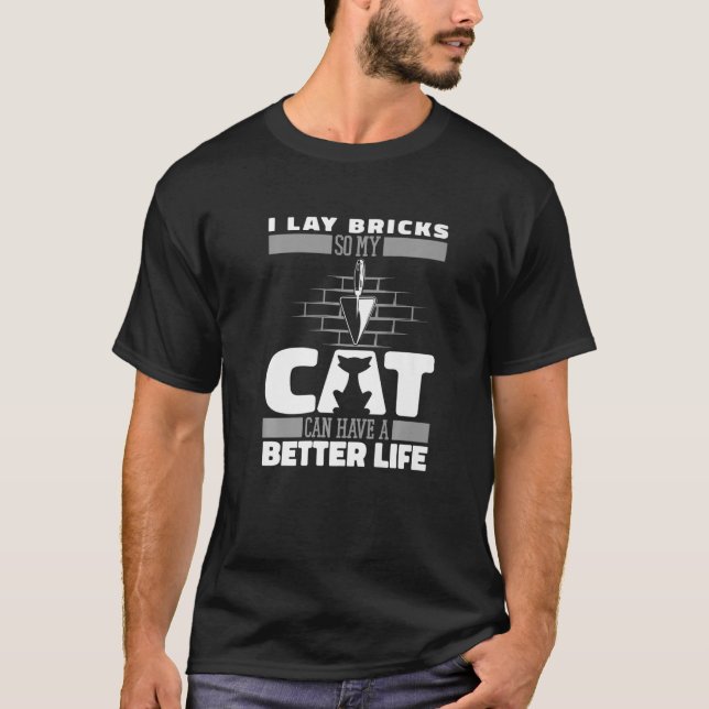 Brickie Cat Block Bricklayer Mason M T-Shirt (Vorderseite)