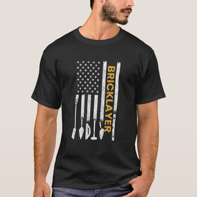 Bricklayer American Flag Brickmason Brick Mauerwer T-Shirt (Vorderseite)