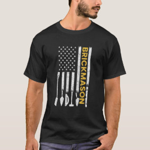 Bricklayer American Flag Brickmason Brick Mauerwer T-Shirt