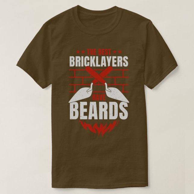 Bricklayer Brick Mason Beard Geschenk T-Shirt (Design vorne)