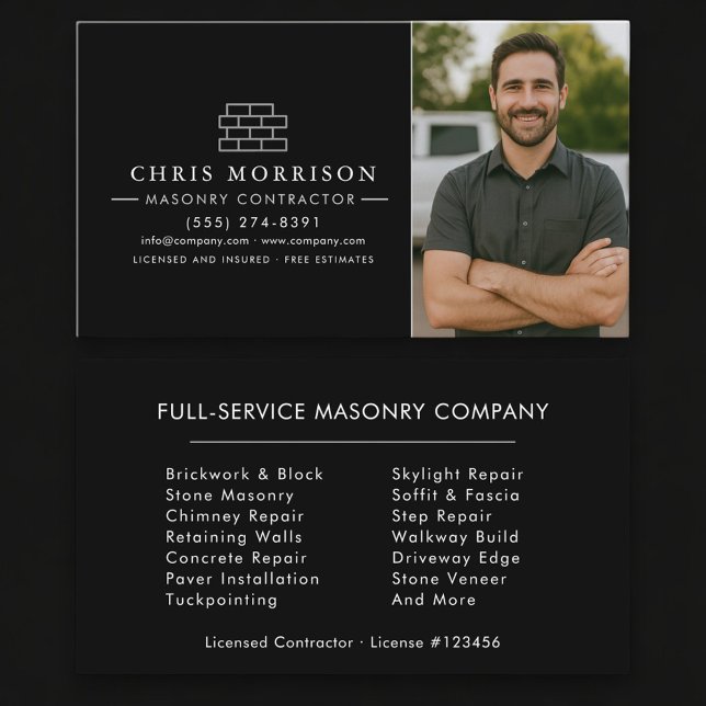 Bricklayer Brick Masonry Photo Construction Visitenkarte (Von Creator hochgeladen)