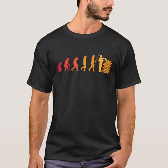 Bricklayer-Evolution | Funny Wall Builder Gift T-Shirt (Vorderseite)