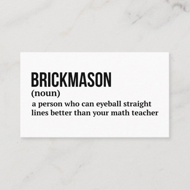 Bricklayer Funny Definition Card Visitenkarte (Vorderseite)