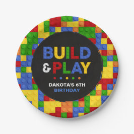 Bricks bauen und wiedergeben - Geburtstagspapier Pappteller