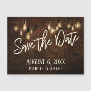 Bricks Edison Lights Save the Date Magnetkarte
