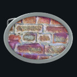 BRICKS OVALE GÜRTELSCHNALLE<br><div class="desc">Ein Kunstdesign einer alten Ziegelmauer aus Hütte.</div>