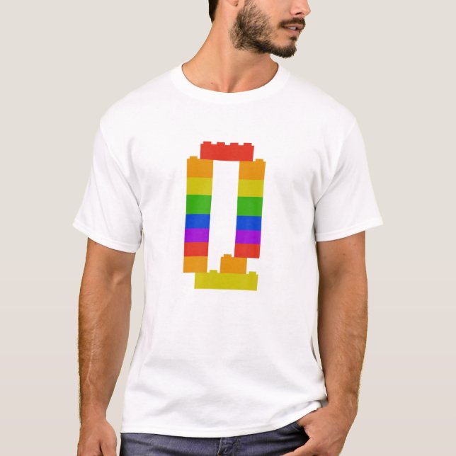 Bricks Theme Letter Q Monogram Name Initial Presch T-Shirt (Vorderseite)