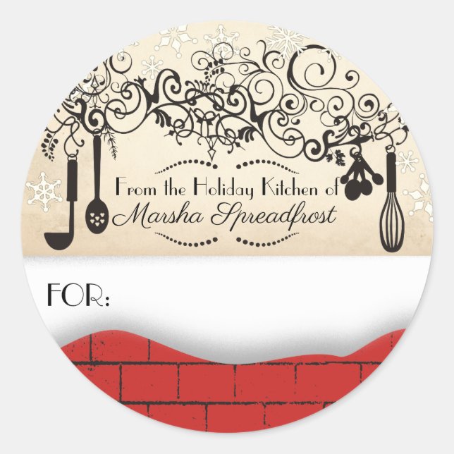 Brickschnee Weihnachten aus der Küche des Aufklebe Runder Aufkleber (Vorderseite)