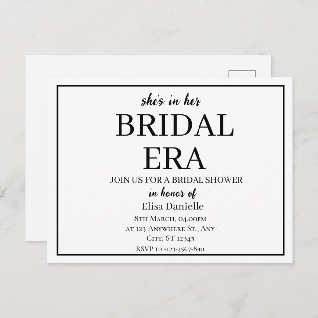 Bridal Ära Minimalistisch Modernes, maßgeschneider Postkarte (Vorne/Hinten)