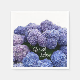Bridal, Baby Shower Napkins Purple, Blue Hydrangea Serviette