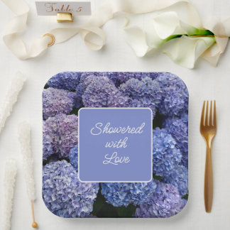 Bridal, Babydusche Lila, Blue Hydrangea Pappteller