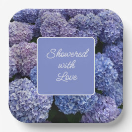 Bridal, Babydusche Lila, Blue Hydrangea Pappteller