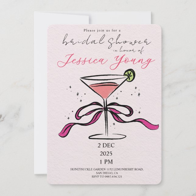 Bridal Bash & Cocktail Call Bridal Einladung (Vorderseite)