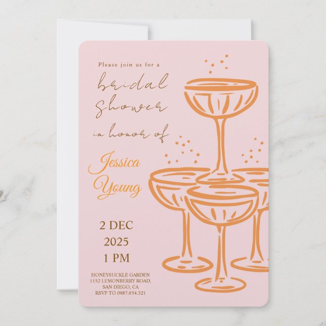 Bridal Bash & Cocktail Call Bridal Einladung (Vorderseite)