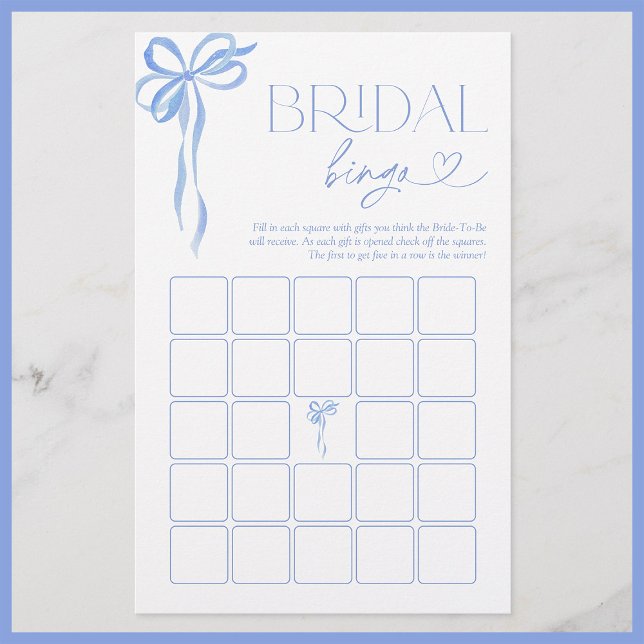 Bridal Bingo Blue Bow Brautparty Game (Von Creator hochgeladen)