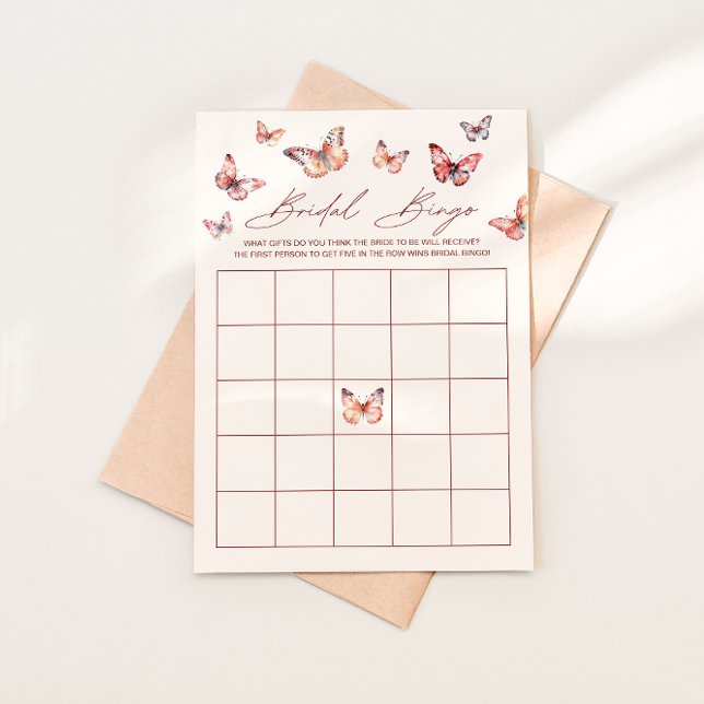 Bridal Bingo Boho Butterfly Brautparty Game Einladung (Von Creator hochgeladen)