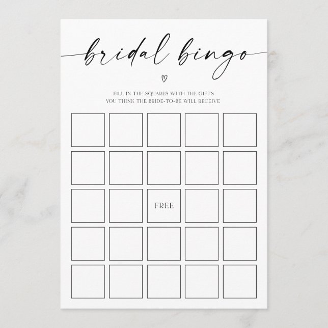 Bridal Bingo Brautparty Game Programm (Vorderseite)