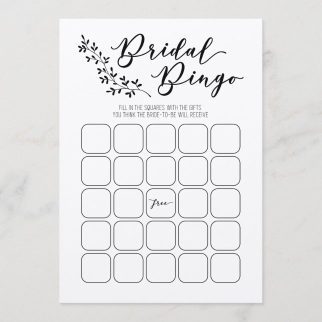 Bridal Bingo Brautparty Game Programm (Vorderseite)