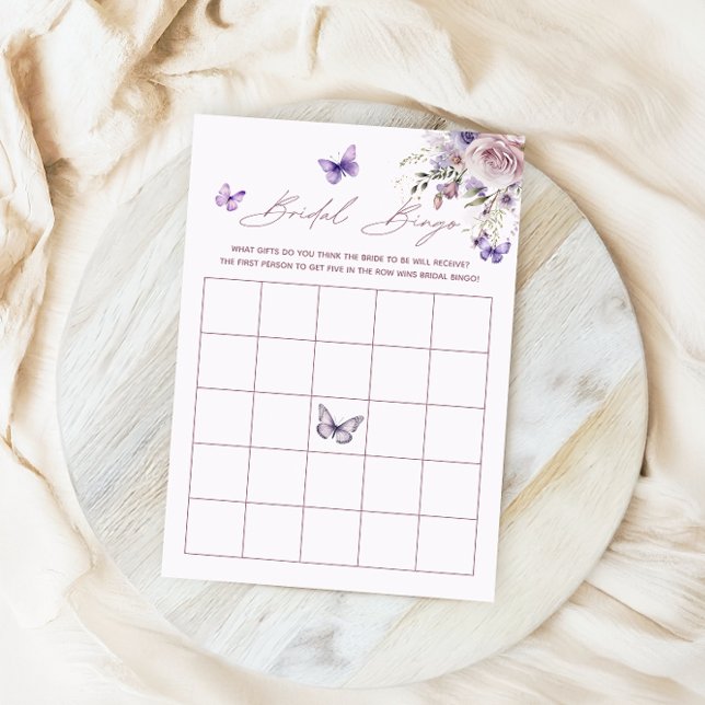 Bridal Bingo Butterfly Lila Brautparty Game Einladung (Von Creator hochgeladen)