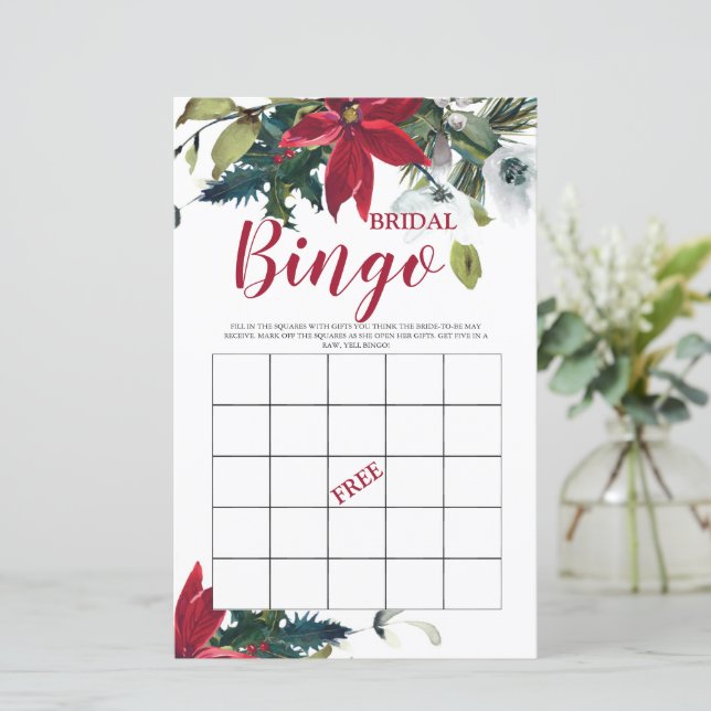 Bridal Bingo Christmas Poinsettia Bridal Game (Stehend Vorderseite)