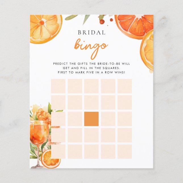 Bridal Bingo Citrus Aperol Brautparty Game (Vorderseite)