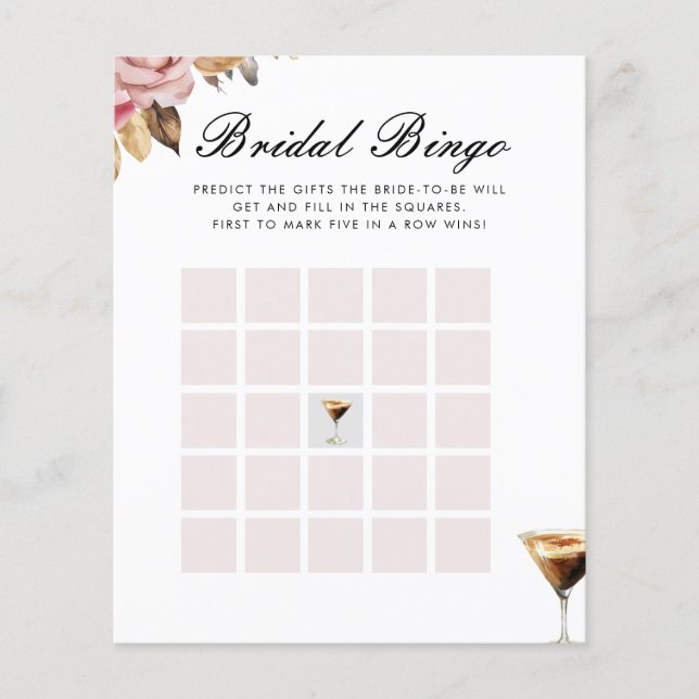 Bridal Bingo Espresso Martini Brautparty Game (Vorderseite)