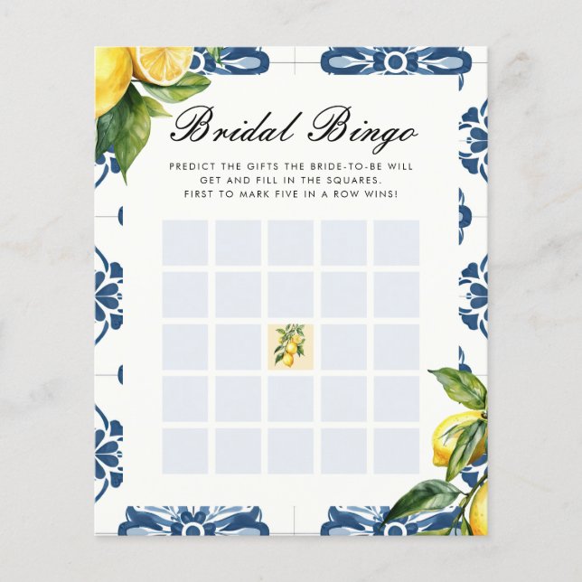 Bridal Bingo Lemon Positano Brautparty Game (Vorderseite)