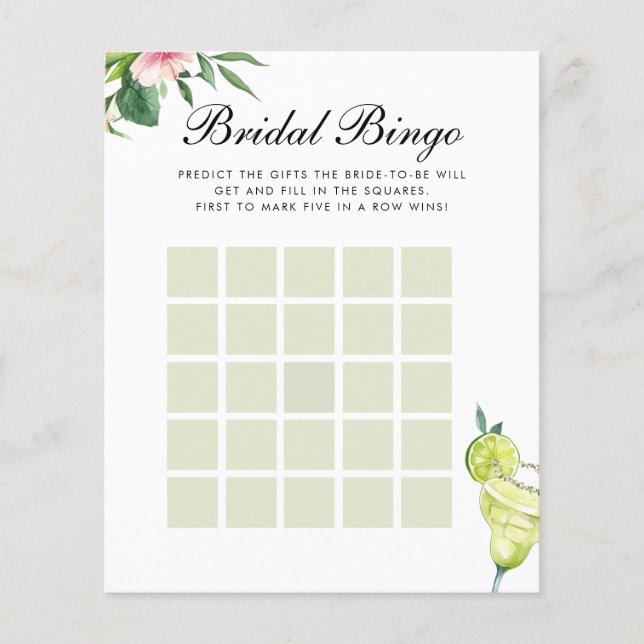 Bridal Bingo Margarita Mexican Brautparty Game (Vorderseite)