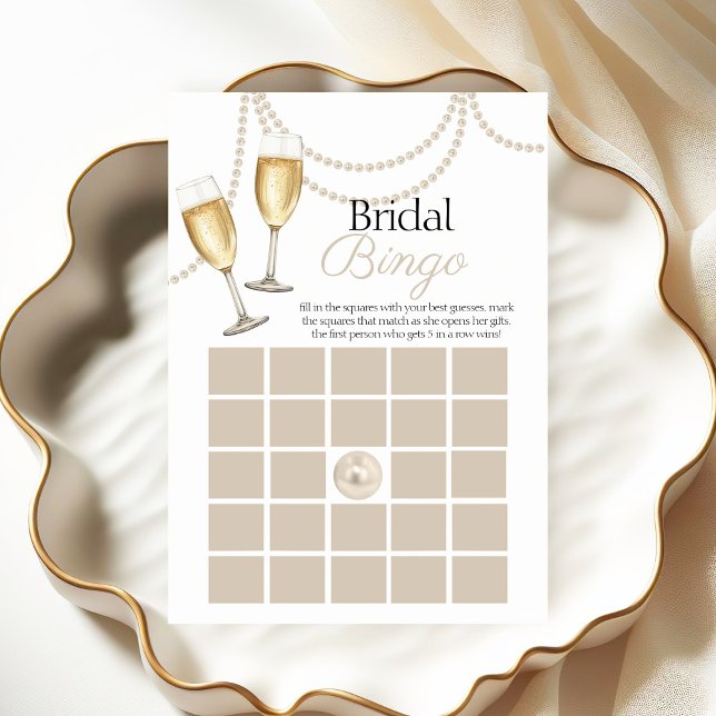 Bridal bingo Pearls Prosecco Duschspielkarte Einladung (Von Creator hochgeladen)