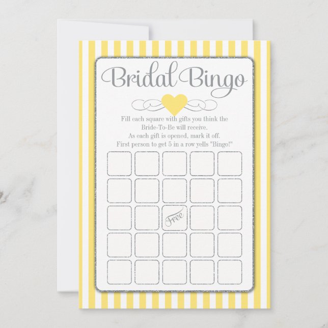 Bridal Bingo Yellow Gray Brautparty Game (Vorderseite)