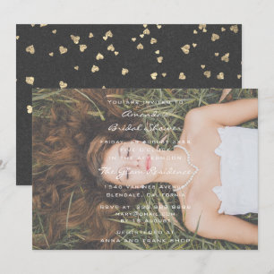 Bridal Birthday Party Foto Gray Grunge Confetti Einladung