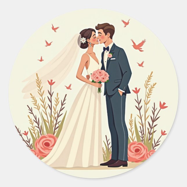 Bridal Bliss Runder Aufkleber (Vorderseite)