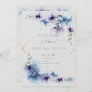 Bridal Blue-Violet Translucent Watercolor-Blume Einladung