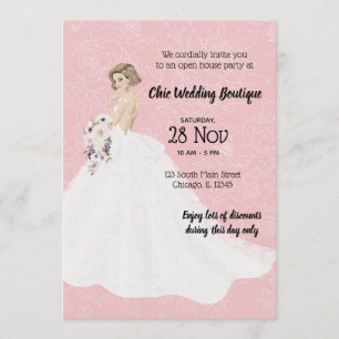 Bridal Boutique offenes Haus wählen Hintergrundfar Einladung