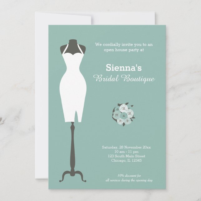 Bridal Boutique - Wählen Sie Ihre Hintergrundfarbe Einladung (Vorderseite)