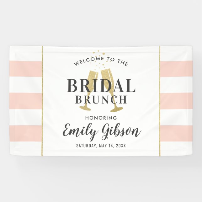 Bridal Brunch Blush Pink Champagner Toast Empfang Banner (Horizontal)