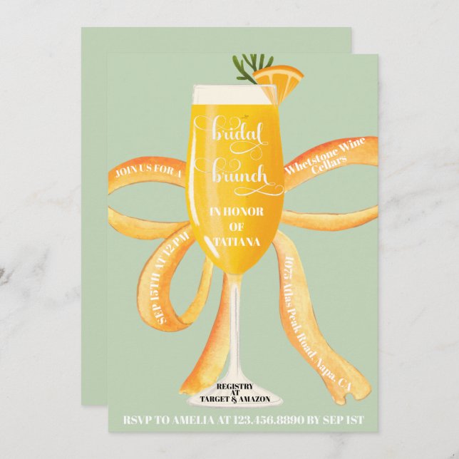 Bridal Brunch Brautparty Einladung (Vorne/Hinten)