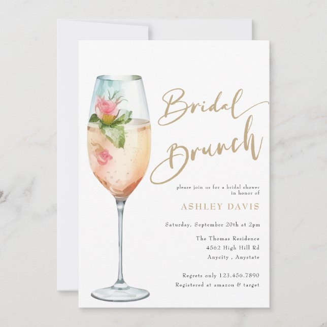 Bridal Brunch | Bubbly Brautparty Einladung (Vorderseite)