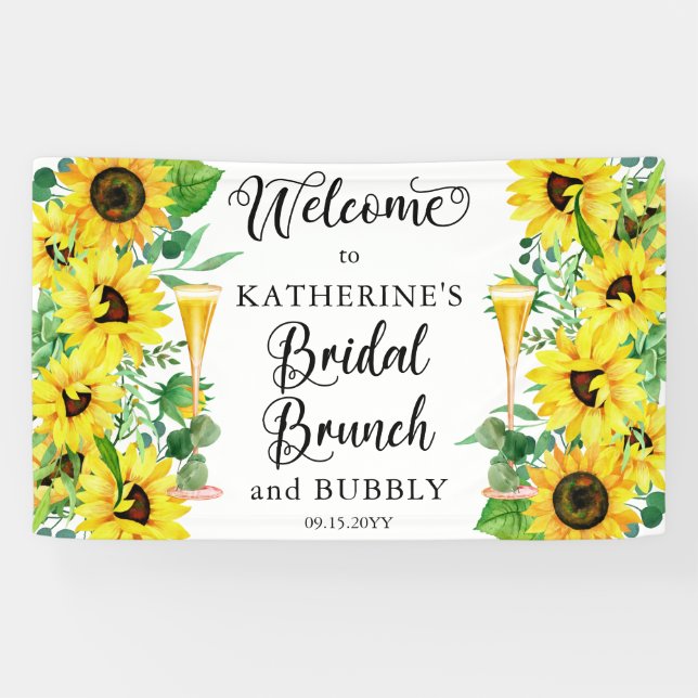 Bridal Brunch & Bubbly Showdusche Boho Sonnenblume Banner (Horizontal)